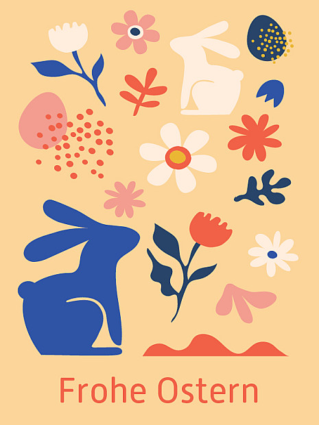 Oster-Gutscheinmotiv mit freundlicher Fruehlingsgrafik.